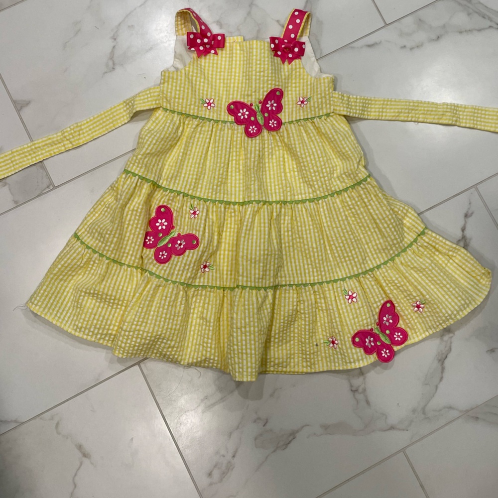 Emily Rose Yellow Gingham Butterfly Dress Size 4